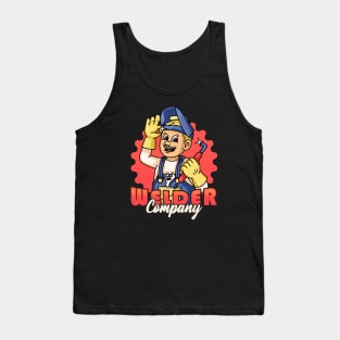 Welder Company, a male cartoon retro mascot using workshop welding equipment Tank Top